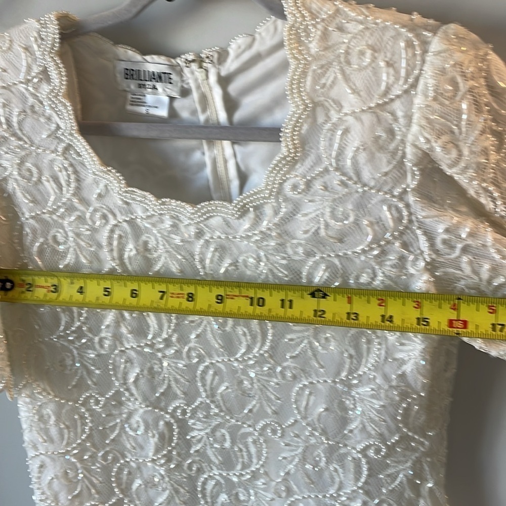 Brilliante by JA, vintage bridal wedding dress separate top, bead and lace small - Picture 5 of 8